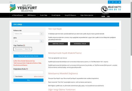 Yeşilyurt Belediye Başkanlığı e-Belediye Hizmetleri