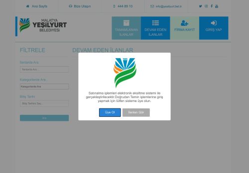 Yeşilyurt Belediyesi Doğrudan Temin Sistemi