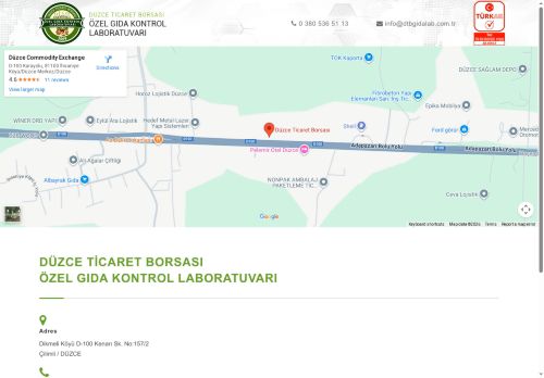 İletişim | Düzce Ticaret Borsası Özel Gıda Kontrol Laboratuvarı İletişim Bilgileri Adres Telefonları
