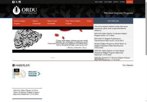 T.C. Ordu Üniversitesi Mevlana Değişim Programı