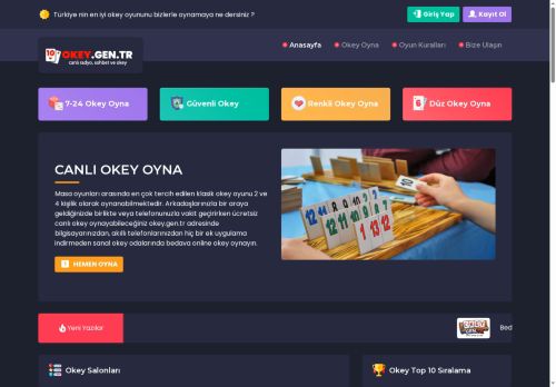Okey, Okey Oyna, Canlı Okey Oyunu Sitesi - Okey.Gen.TR