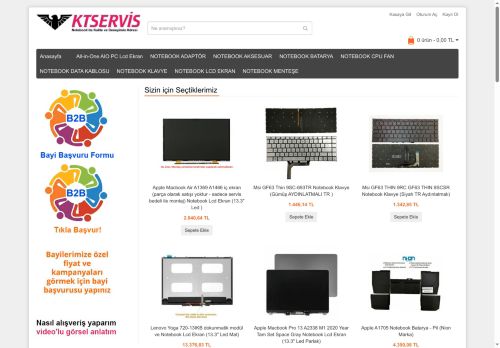 Notebook Pil, Notebook Klavve, Notebook Lcd Ekran, Notebook Adaptör - Ktservis Notebook - Laptop Yedek Parça, Notebook Batarya