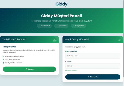 Giddy Müşteri Paneli