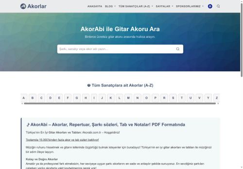 AkorAbi | Akorlar, Repertuar, Şarkı Sözleri, Tab ve Notalar