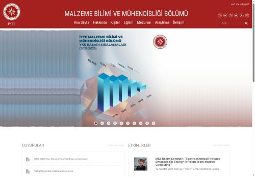 Malzeme Bilimi ve Mühendisliği Bölümü – Mühendislik Fakültesi