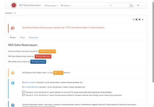 SKS Saha Rezervasyon Sistemi Yönetim Paneli