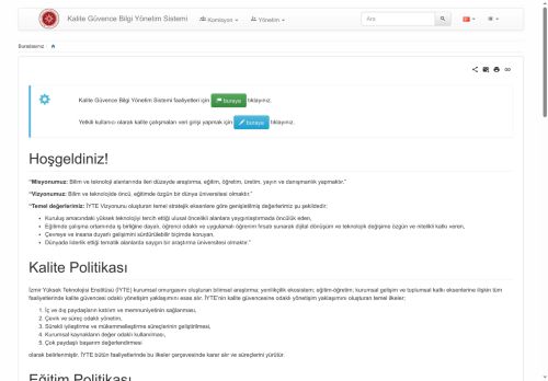 start - Kalite Güvence Bilgi Yönetim Sistemi