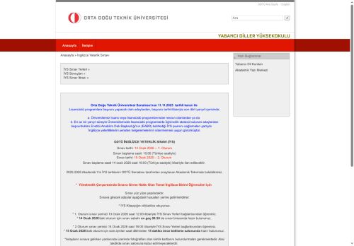 ODTÜ | İngilizce Yeterlik Sınavı