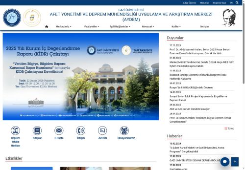 Afet Yönetimi Ve Deprem Mühendisliği Uygulama Ve Araştırma Merkezi (AYDEM) | Gazi Üniversitesi | Gazili Olmak Ayrıcalıktır