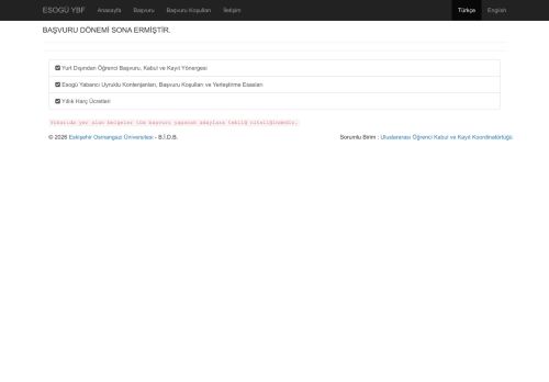 ESKİŞEHİR OSMANGAZİ ÜNİVERSİTESİ YABANCI UYRUKLU ÖĞRENCİ BAŞVURU FORMU