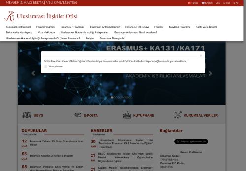 Uluslararası İlişkiler Ofisi | NEVŞEHİR HACI BEKTAŞ VELİ ÜNİVERSİTESİ