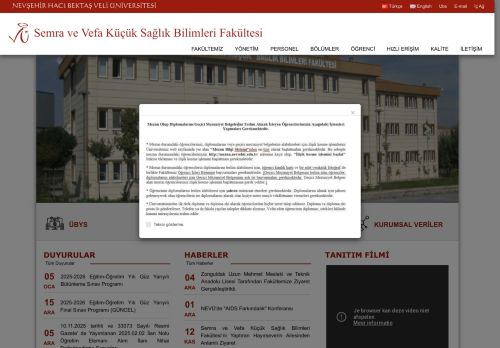 Semra ve Vefa Küçük Sağlık Bilimleri Fakültesi | NEVŞEHİR HACI BEKTAŞ VELİ ÜNİVERSİTESİ