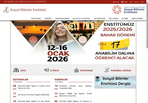 Sosyal Bilimler Enstitüsü | NEVŞEHİR HACI BEKTAŞ VELİ ÜNİVERSİTESİ