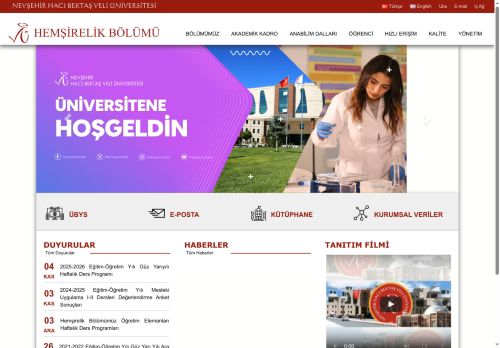 HEMŞİRELİK BÖLÜMÜ | NEVŞEHİR HACI BEKTAŞ VELİ ÜNİVERSİTESİ