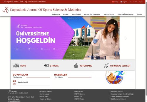 Cappadocia Journal Of Sports Science & Medicine | NEVŞEHİR HACI BEKTAŞ VELİ ÜNİVERSİTESİ