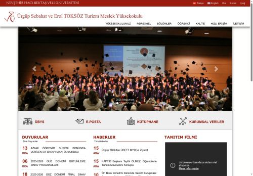 AKADEMİK TAKVİM | Ürgüp Sebahat ve Erol TOKSÖZ Turizm Meslek Yüksekokulu