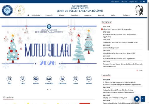 Şehir Ve Bölge Planlama Bölümü | Mimarlık Fakültesi | Gazi Üniversitesi | Gazili Olmak Ayrıcalıktır