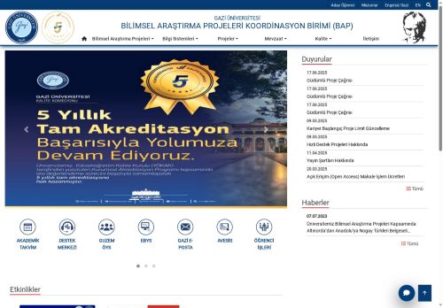 BİLİMSEL ARAŞTIRMA PROJELERİ KOORDİNASYON BİRİMİ (BAP) | Gazi Üniversitesi | Gazili Olmak Ayrıcalıktır