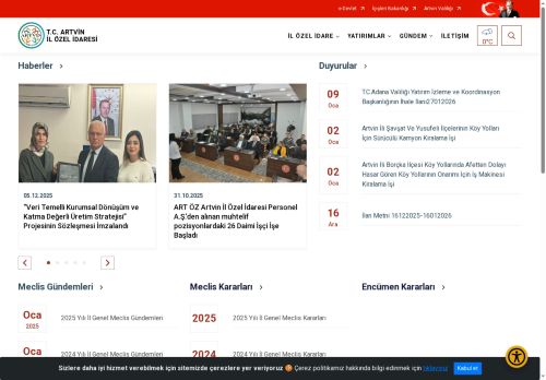 T.C. Artvin Özel İdaresi Resmi Web Sayfası