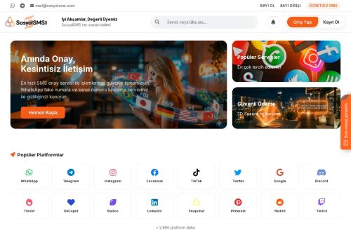 SosyalSMS - WhatsApp Sanal Numara Alma, Tüm Platformlar