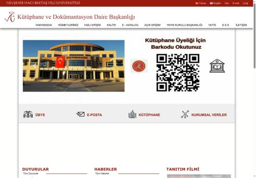 Kütüphane ve Dokümantasyon Daire Başkanlığı | NEVŞEHİR HACI BEKTAŞ VELİ ÜNİVERSİTESİ