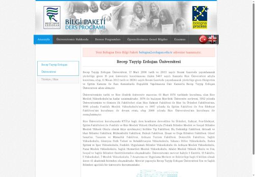 receptayyiperdoganuniversitesi | Bologna Bilgi Paketi