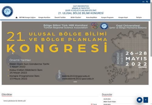 21. Ulusal Bölge Bilimi Kongresi | Şehir Ve Bölge Planlama Bölümü | Mimarlık Fakültesi | Gazi Üniversitesi | Gazili Olmak Ayrıcalıktır