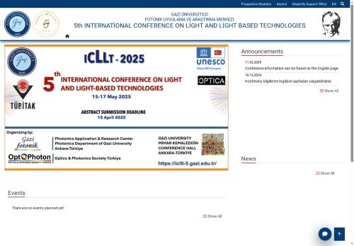 5Th INTERNATIONAL CONFERENCE ON LIGHT AND LIGHT BASED TECHNOLOGIES | Fotonik Uygulama Ve Araştırma Merkezi | Gazi Üniversitesi | To Be A Member Of Gazi İs A Privilege