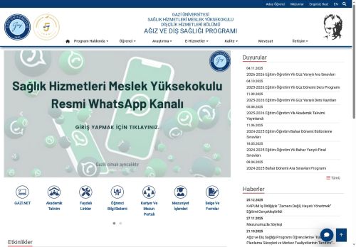 Ağız Ve Diş Sağlığı Programı | Dişçilik Hizmetleri Bölümü | Sağlık Hizmetleri Meslek Yüksekokulu | Gazi Üniversitesi | Gazili Olmak Ayrıcalıktır
