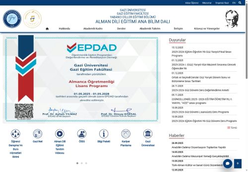 Alman Dili Eğitimi Ana Bilim Dalı | Yabancı Diller Eğitimi Bölümü | Gazi Eğitim Fakültesi | Gazi Üniversitesi | Gazili Olmak Ayrıcalıktır
