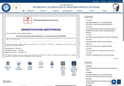 Biyomedikal Kalibrasyon Ve Araştırma Merkezi (BİYOKAM) | Gazi Üniversitesi | Gazili Olmak Ayrıcalıktır