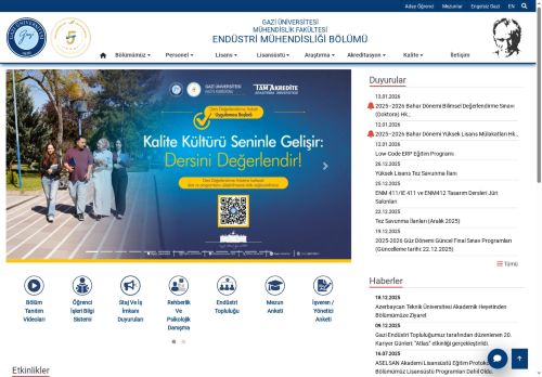 Endüstri Mühendisliği Bölümü | Mühendislik Fakültesi | Gazi Üniversitesi | Gazili Olmak Ayrıcalıktır