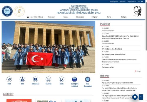 Fen Bilgisi Eğitimi Ana Bilim Dalı | Matematik Ve Fen Bilimleri Eğitimi Bölümü | Gazi Eğitim Fakültesi | Gazi Üniversitesi | Gazili Olmak Ayrıcalıktır