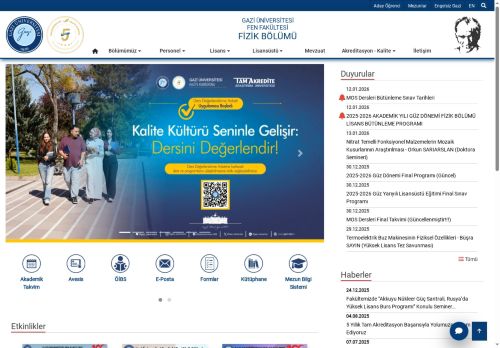 Fizik Bölümü | Fen Fakültesi | Gazi Üniversitesi | Gazili Olmak Ayrıcalıktır