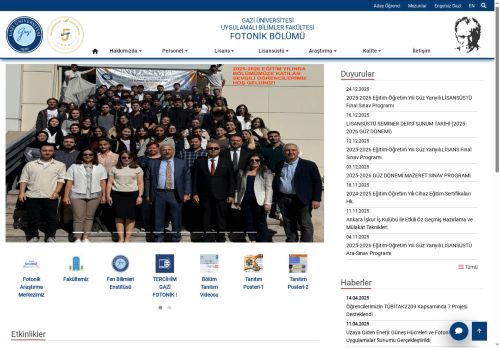 Fotonik Bölümü | Uygulamalı Bilimler Fakültesi | Gazi Üniversitesi | Gazili Olmak Ayrıcalıktır