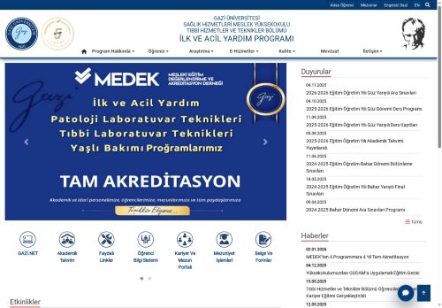 İlk Ve Acil Yardım Programı | Tıbbi Hizmetler Ve Teknikler Bölümü | Sağlık Hizmetleri Meslek Yüksekokulu | Gazi Üniversitesi | Gazili Olmak Ayrıcalıktır