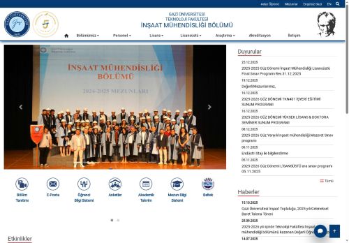 İnşaat Mühendisliği Bölümü | Teknoloji Fakültesi | Gazi Üniversitesi | Gazili Olmak Ayrıcalıktır