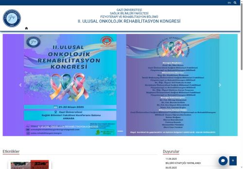 II. Ulusal Onkolojik Rehabilitasyon Kongresi | Fizyoterapi Ve Rehabilitasyon Bölümü | Sağlık Bilimleri Fakültesi | Gazi Üniversitesi | Gazili Olmak Ayrıcalıktır