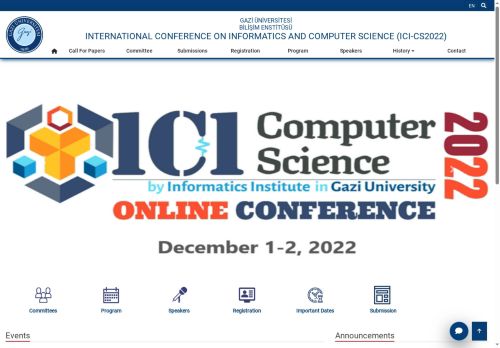 INTERNATIONAL CONFERENCE ON INFORMATICS AND COMPUTER SCIENCE (ICI-CS2022) | Bilişim Enstitüsü | Gazi Üniversitesi | To Be A Member Of Gazi İs A Privilege