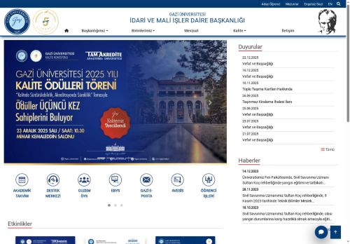 İdari Ve Mali İşler Daire Başkanlığı | Gazi Üniversitesi | Gazili Olmak Ayrıcalıktır