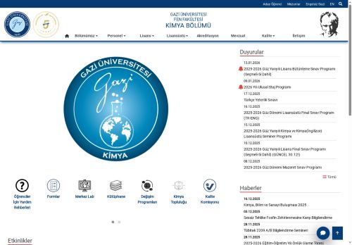 Kimya Bölümü | Fen Fakültesi | Gazi Üniversitesi | Gazili Olmak Ayrıcalıktır