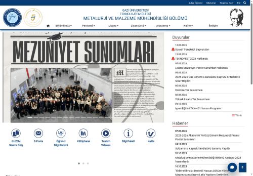 Metalurji Ve Malzeme Mühendisliği Bölümü | Teknoloji Fakültesi | Gazi Üniversitesi | Gazili Olmak Ayrıcalıktır