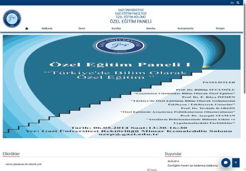 Özel Eğitim Paneli | Özel Eğitim Bölümü | Gazi Eğitim Fakültesi | Gazi Üniversitesi | Gazili Olmak Ayrıcalıktır
