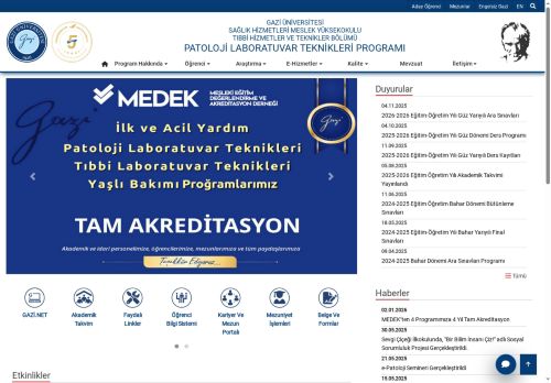 Patoloji Laboratuvar Teknikleri Programı | Tıbbi Hizmetler Ve Teknikler Bölümü | Sağlık Hizmetleri Meslek Yüksekokulu | Gazi Üniversitesi | Gazili Olmak Ayrıcalıktır