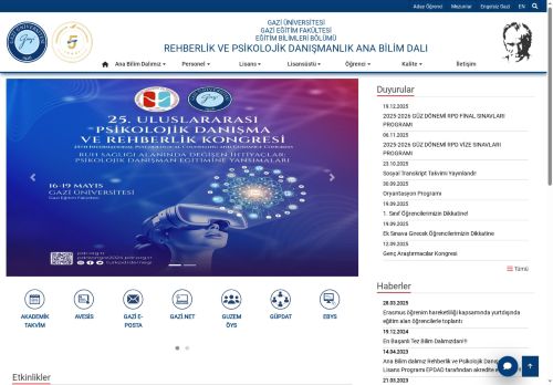 Rehberlik Ve Psikolojik Danışmanlık Ana Bilim Dalı | Eğitim Bilimleri Bölümü | Gazi Eğitim Fakültesi | Gazi Üniversitesi | Gazili Olmak Ayrıcalıktır