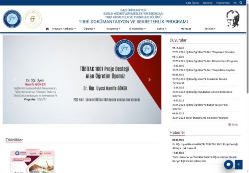 Tıbbi Dokümantasyon Ve Sekreterlik Programı | Tıbbi Hizmetler Ve Teknikler Bölümü | Sağlık Hizmetleri Meslek Yüksekokulu | Gazi Üniversitesi | Gazili Olmak Ayrıcalıktır