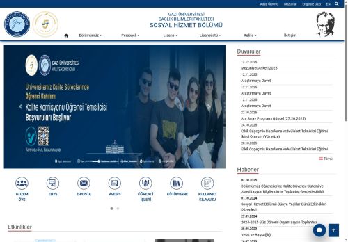 Sosyal Hizmet Bölümü | Sağlık Bilimleri Fakültesi | Gazi Üniversitesi | Gazili Olmak Ayrıcalıktır