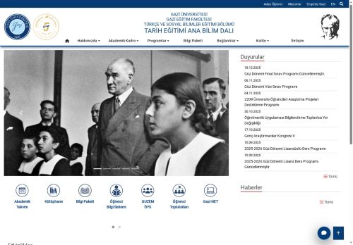 Tarih Eğitimi Ana Bilim Dalı | Türkçe Ve Sosyal Bilimler Eğitimi Bölümü | Gazi Eğitim Fakültesi | Gazi Üniversitesi | Gazili Olmak Ayrıcalıktır