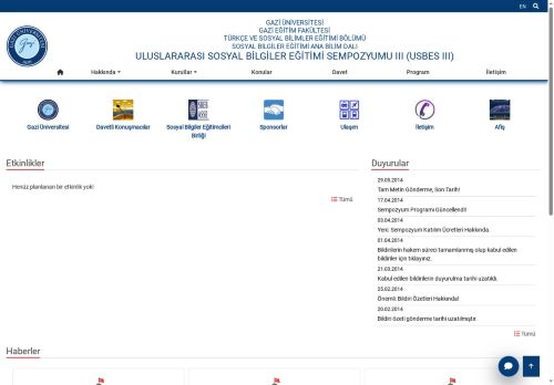 Uluslararası Sosyal Bilgiler Eğitimi Sempozyumu III (USBES III) | Sosyal Bilgiler Eğitimi Ana Bilim Dalı | Türkçe Ve Sosyal Bilimler Eğitimi Bölümü | Gazi Eğitim Fakültesi | Gazi Üniversitesi | Gazili Olmak Ayrıcalıktır