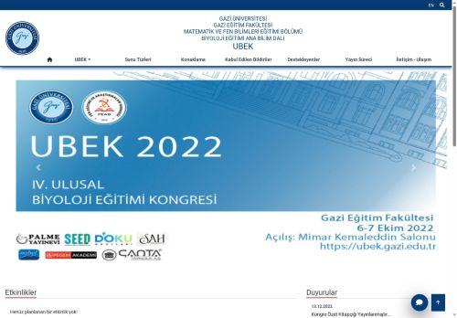 UBEK | Biyoloji Eğitimi Ana Bilim Dalı | Matematik Ve Fen Bilimleri Eğitimi Bölümü | Gazi Eğitim Fakültesi | Gazi Üniversitesi | Gazili Olmak Ayrıcalıktır